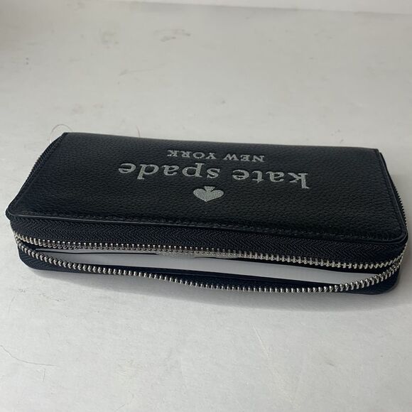 Kate Spade glitter on large embossed black leather continental wallet NWT - Picture 6 of 10